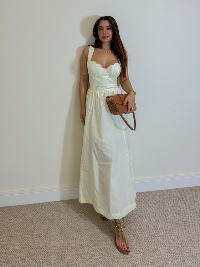 Vestido Meia Taça Florença Manteiga