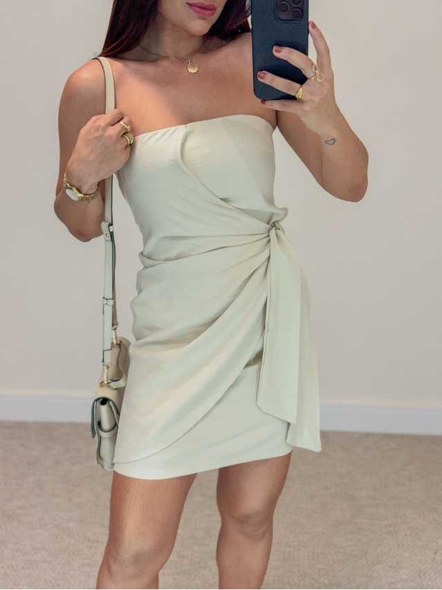 Vestido Amarração Rebeca Areia