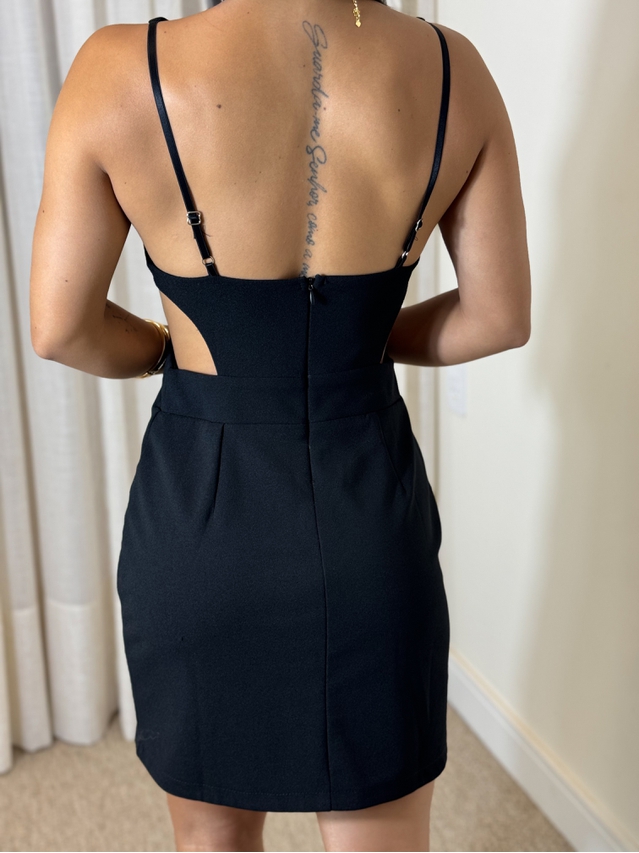 Vestido Abertura Lateral Maju Preto