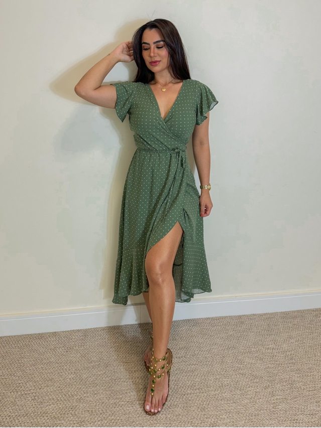 Vestido Envelope Verde Oliva