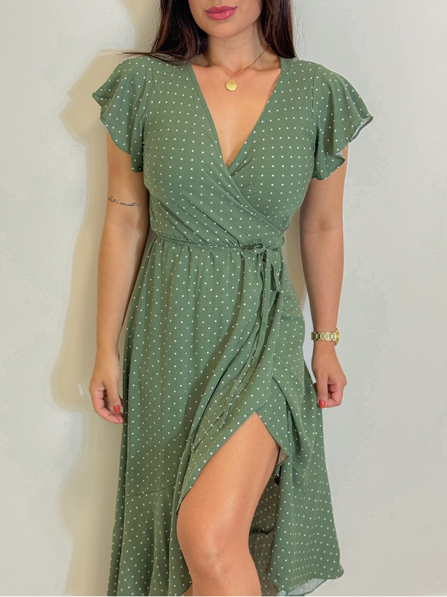 Vestido Envelope Verde Oliva