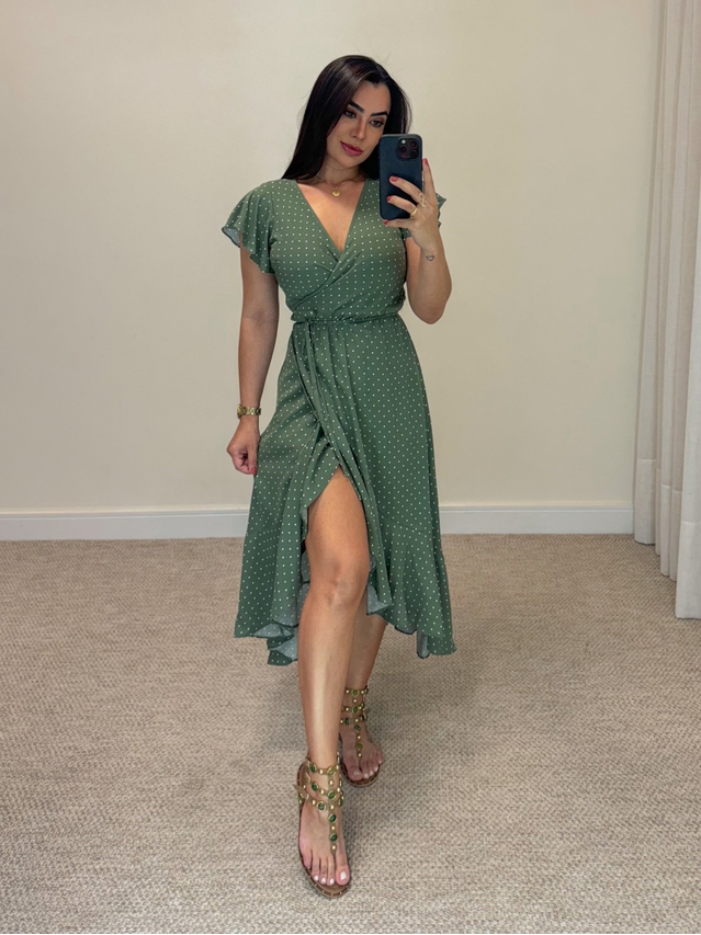 Vestido Envelope Verde Oliva
