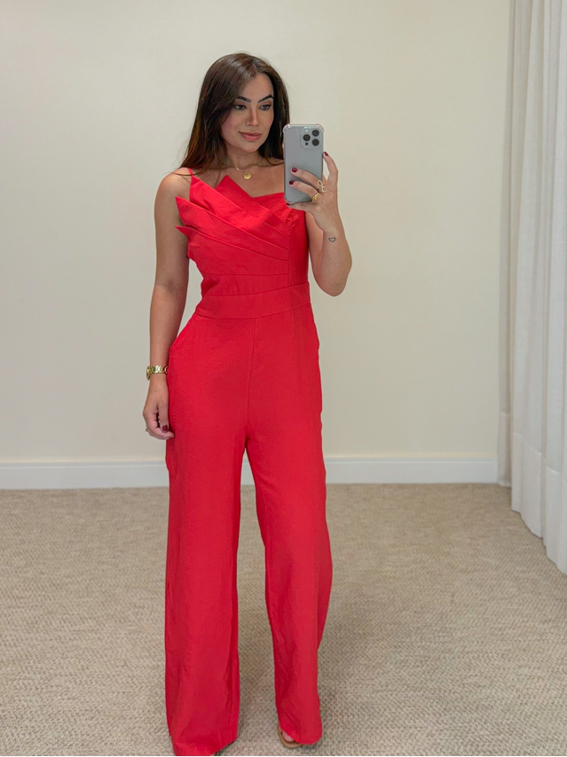 Macacão Assimétrico Janaína Vermelho