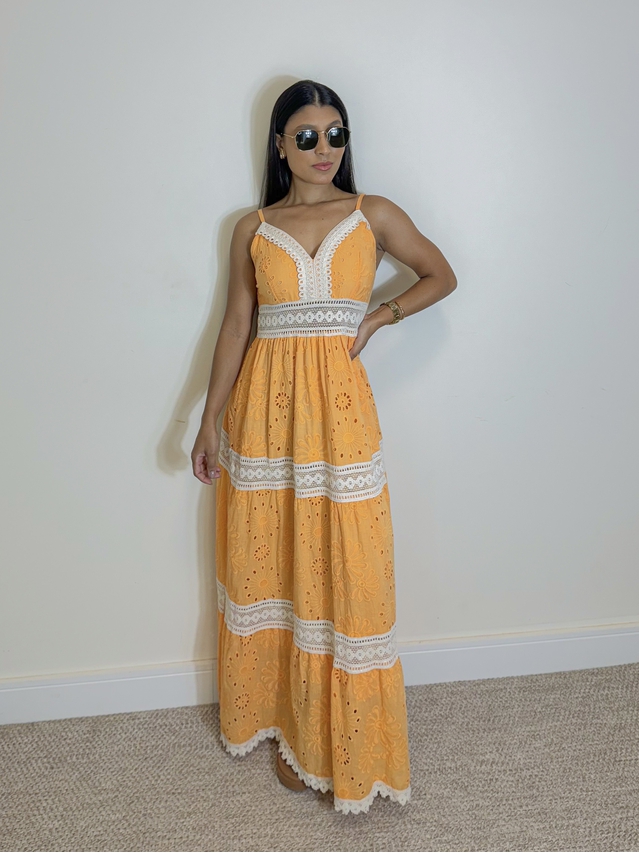 Vestido Longo Laise Acapulco Laranja