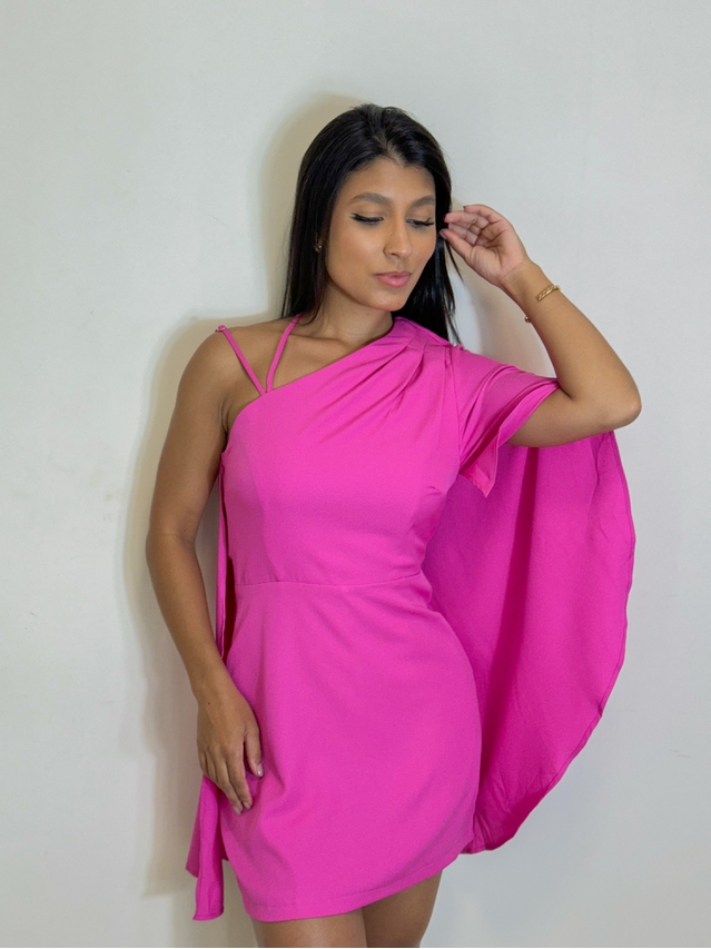 Vestido Pregas Aurora Rosa