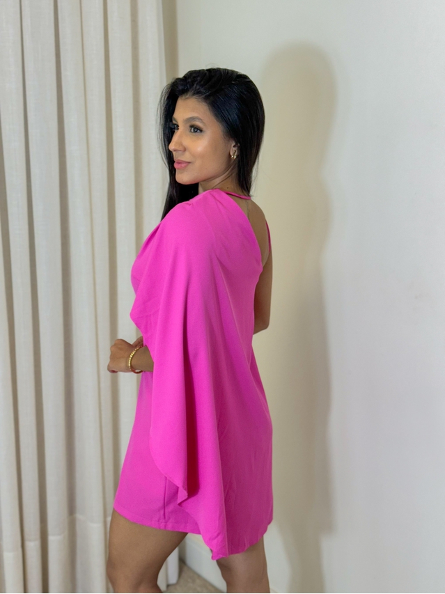 Vestido Pregas Aurora Rosa