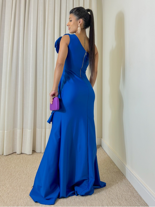 Vestido Festa Flor Azul