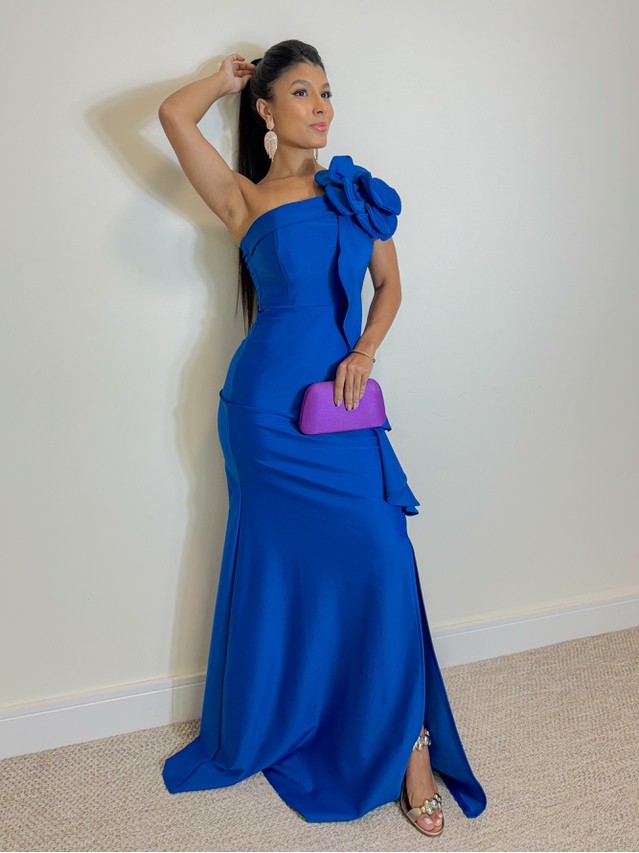 Vestido Festa Flor Azul