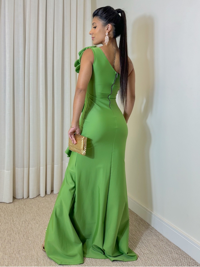 Vestido Festa Flor Verde