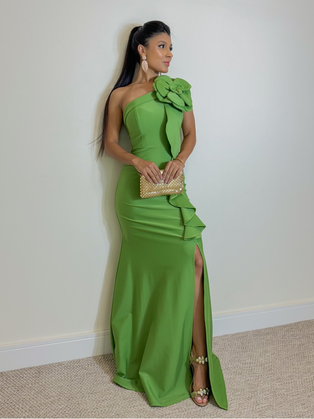 Vestido Festa Flor Verde