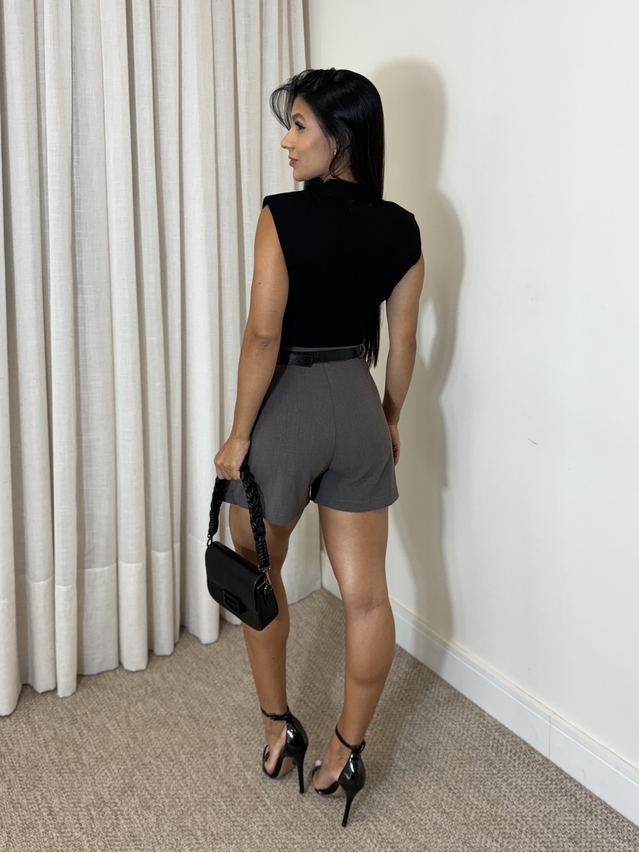 Short Saia Linho Chumbo 