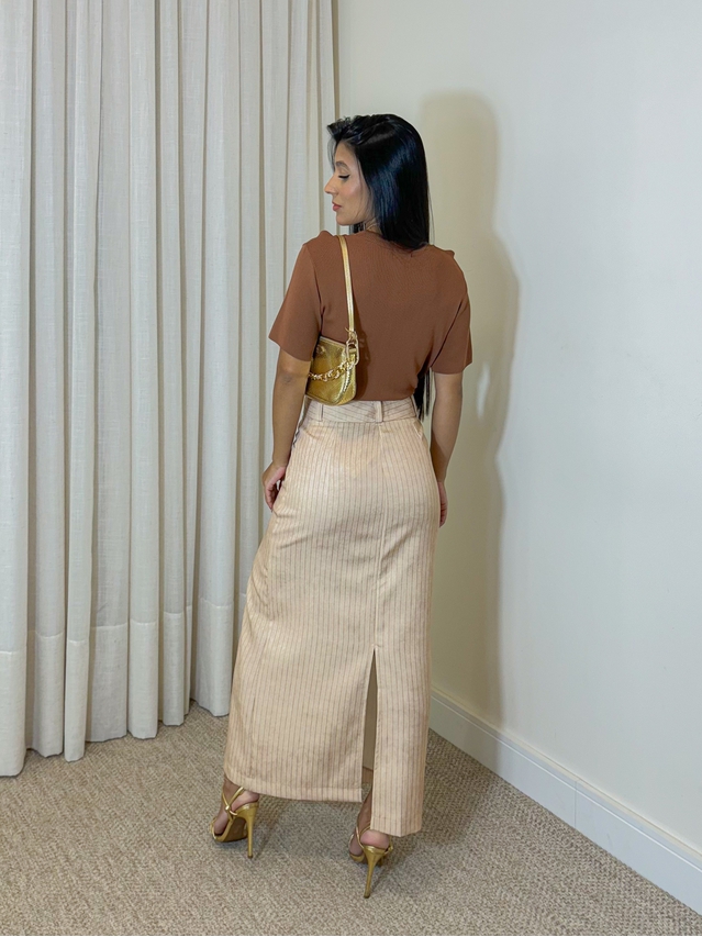 Saia Midi Listrada Brenda Cappuccino