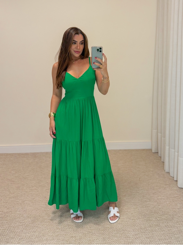 Vestido Midi Atenas Verde Bandeira