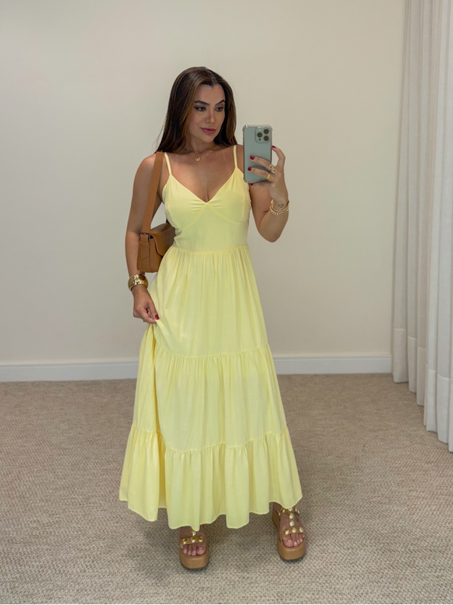 Vestido Midi Atenas Amarelo