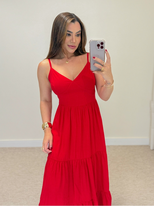 Vestido Midi Atenas Vermelho