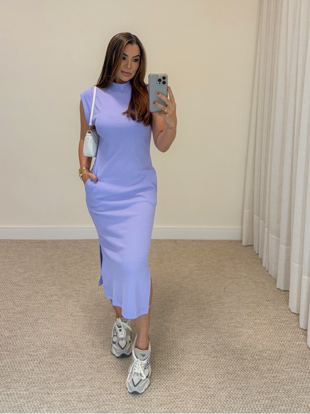Vestido Canelado Muscle Tee Lavanda