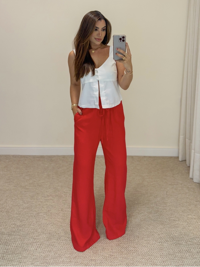 Calça Pantalona Andreia Vermelha 