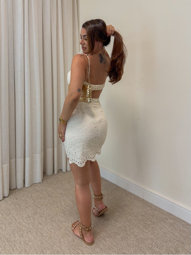Vestido Laise Meia Taça Areia