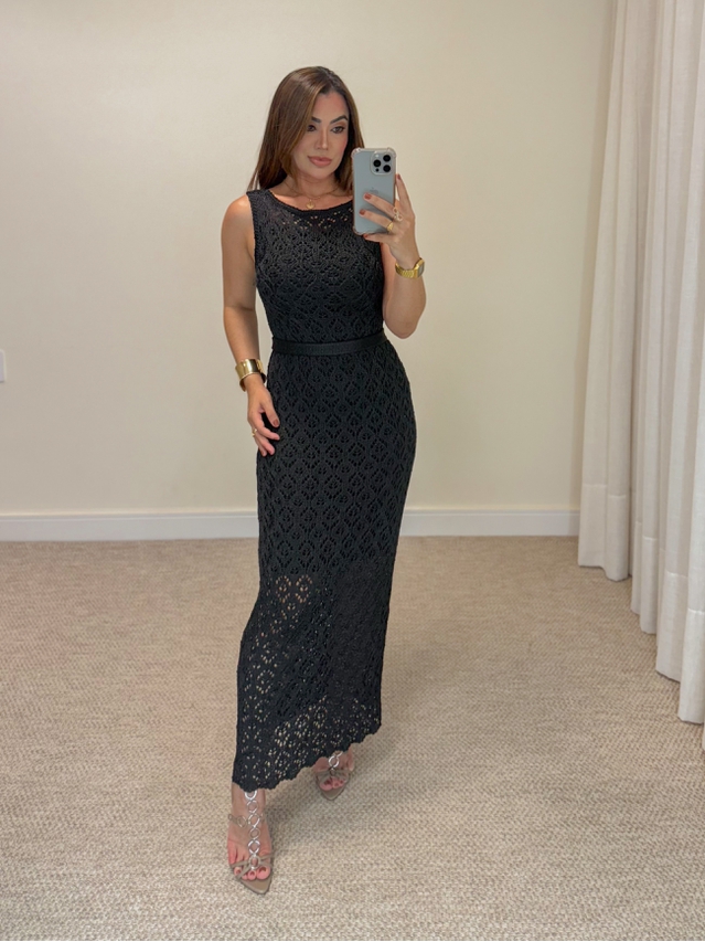 Vestido Tricot Brilho Let Preto