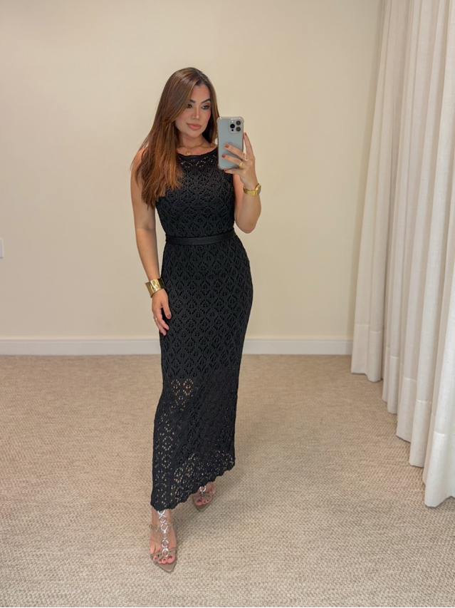 Vestido Tricot Brilho Let Preto