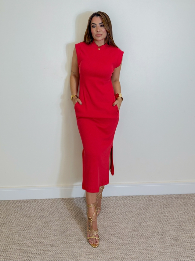 Vestido Canelado Muscle Tee Vermelho