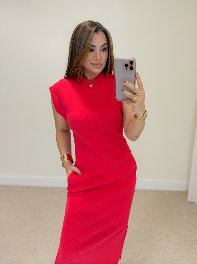 Vestido Canelado Muscle Tee Vermelho