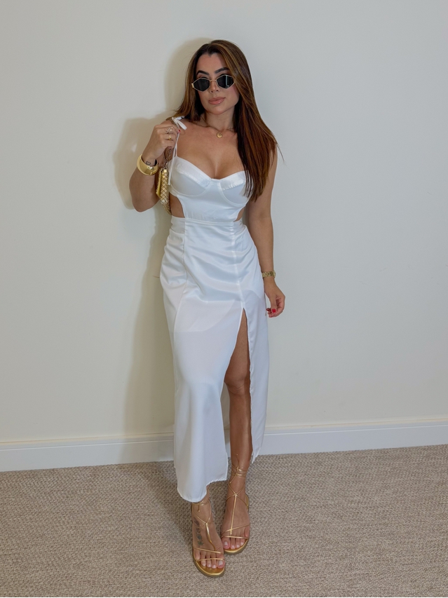 Vestido Alemanha Acetinado Branco