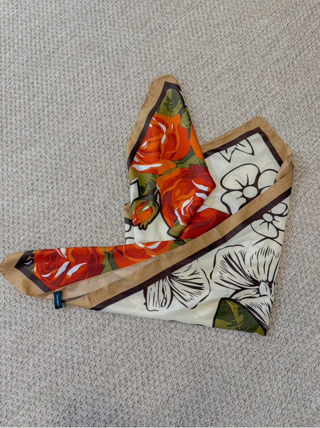 Lenço Seda Floral Cappuccino