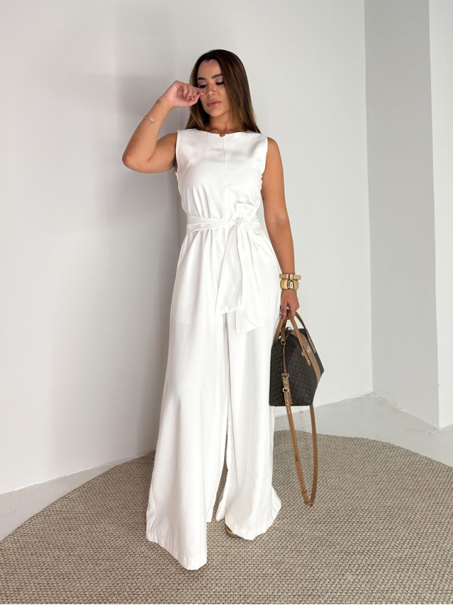 Macacão Pantalona Mônica Branco