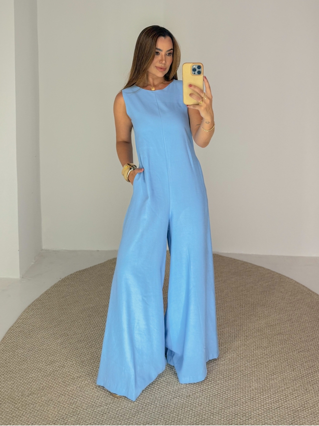 Macacão Pantalona Mônica Azul