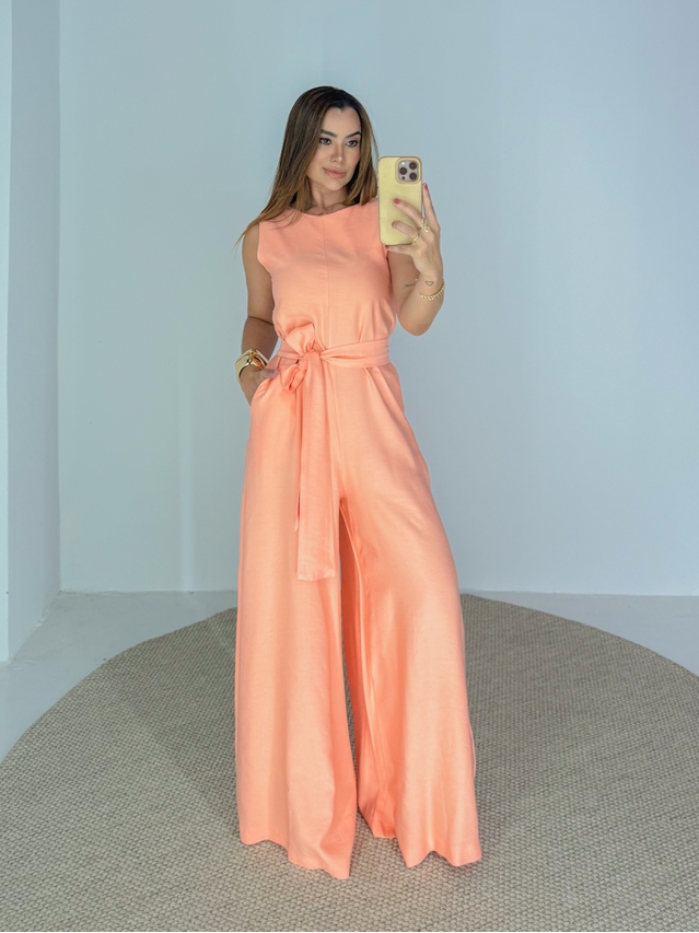 Macacão Pantalona Mônica Coral 