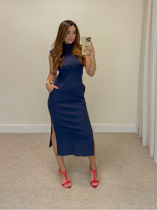 Vestido Canelado Muscle Tee Marinho