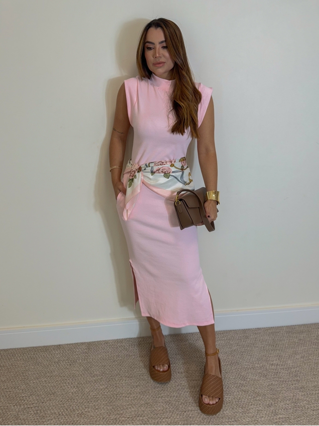 Lenço Seda Corrente Rosa