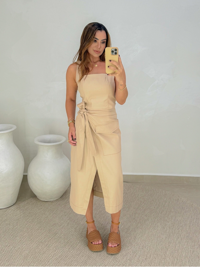 Cropped Alça Sarja Caqui 