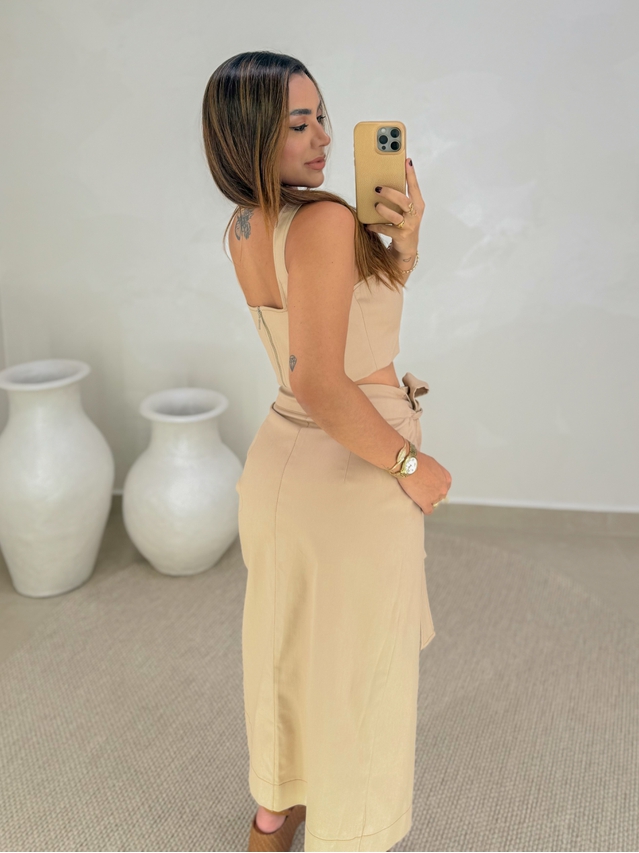 Cropped Alça Sarja Caqui 