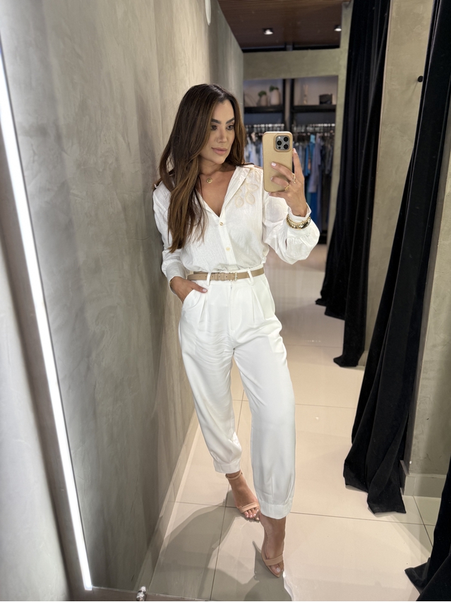Calça Alfaiataria Cenoura Branca
