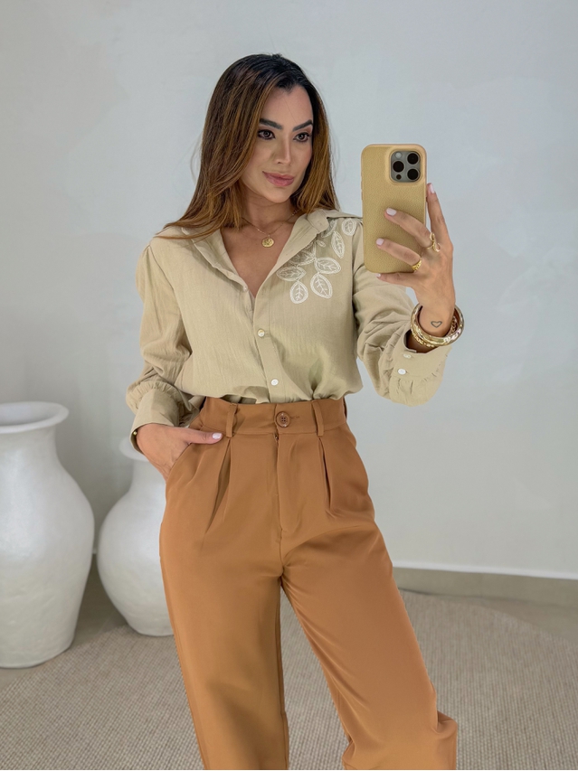 Camisa Bordada Manila Cappuccino 