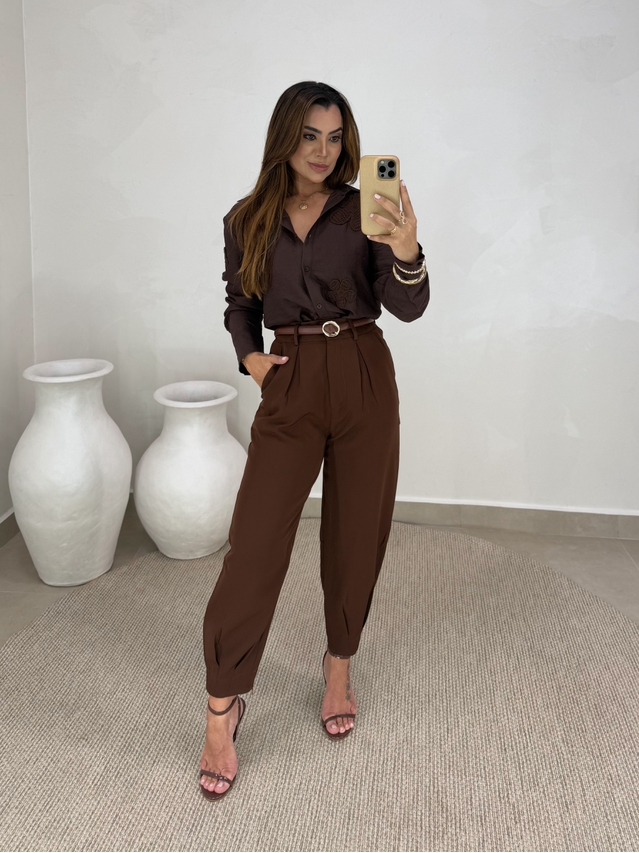 Camisa Bordada Paris Café