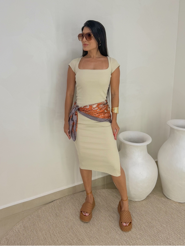 Lenço Cetim Estampado Marrom