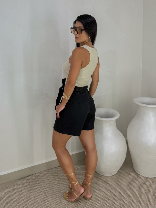 Short Saia Cinto Patricia Preto