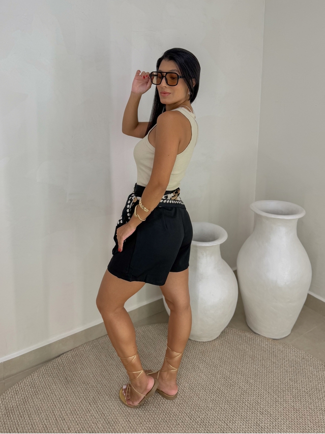 Short Saia Cinto Patricia Preto