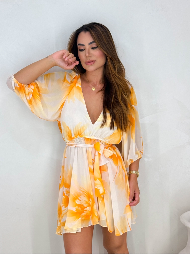 Vestido Estampado Taiti Amarelo