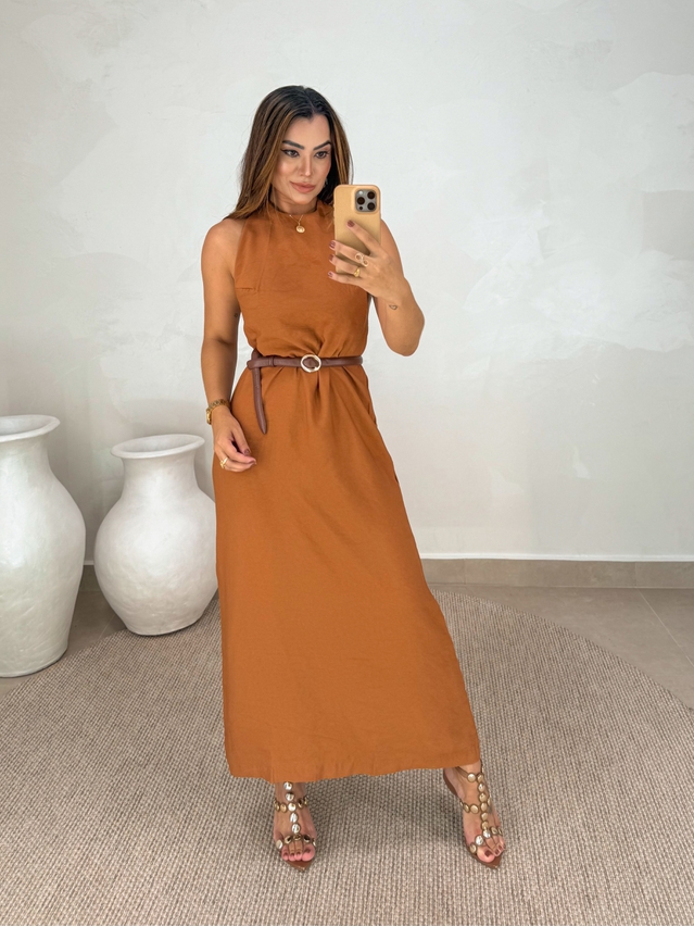 Vestido Frente Única Egito Caramelo