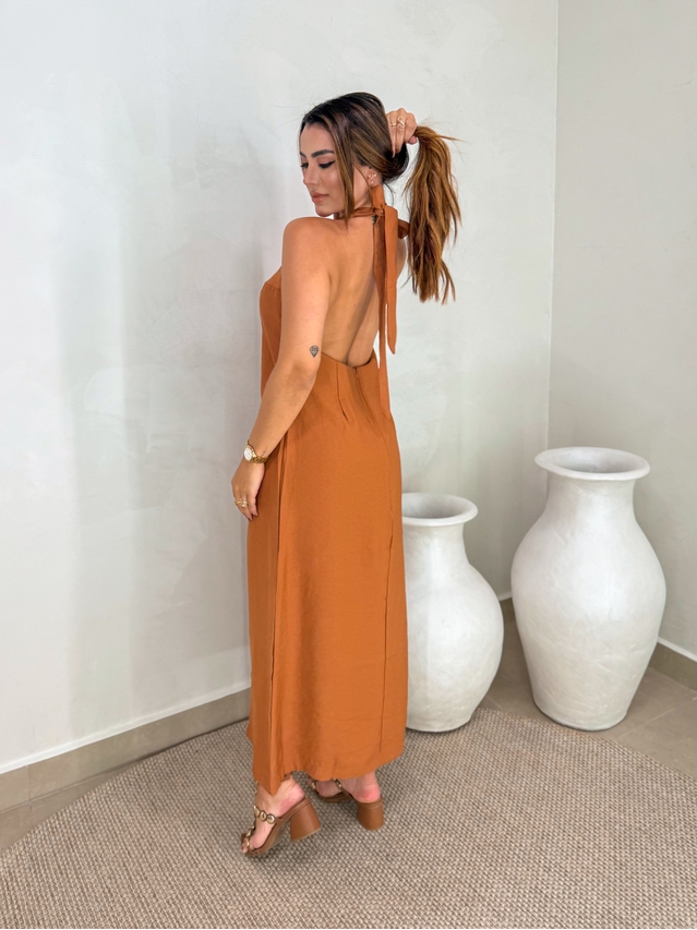 Vestido Frente Única Egito Caramelo