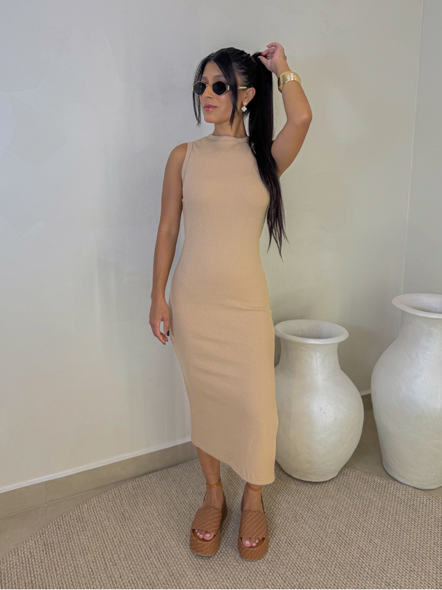 Vestido Canelado Kiara Cappuccino
