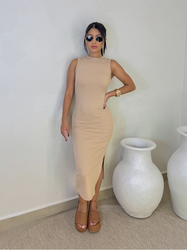Vestido Canelado Kiara Cappuccino