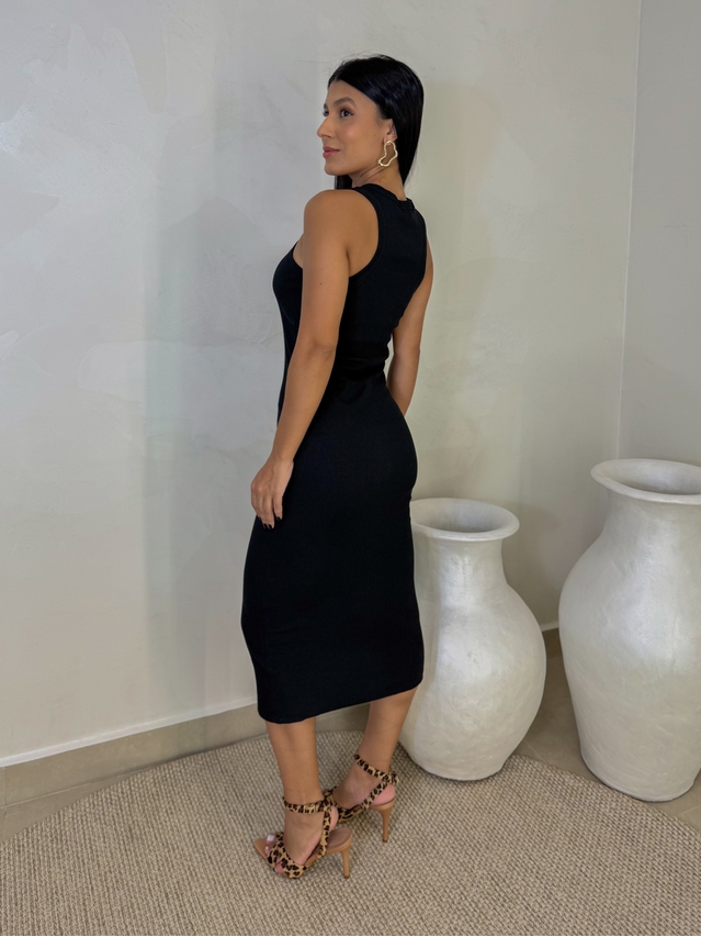 Vestido Canelado Portugal Preto