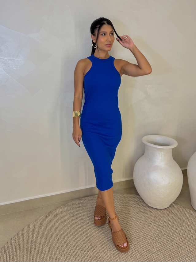 Vestido Canelado Portugal Azul 