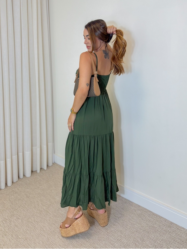 Vestido Midi Atenas Verde Militar