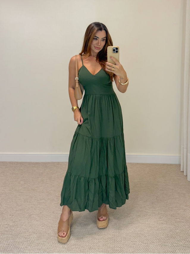 Vestido Midi Atenas Verde Militar